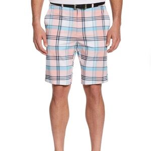 Jack Nicklaus Men's Flat Front Plaid Golf Pant with Active Waistband